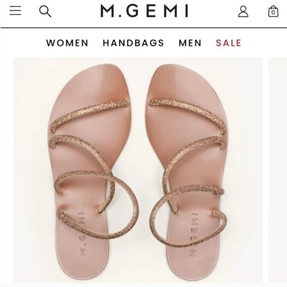 M. Gemi Shoes - M Gemi The Fosca Crystal Sandals Slip On Flat Shoes Jeweled Gold Tan Size 36.5